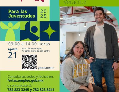 El próximo jueves 21 de agosto se realizará en Tuxpan la “Feria Nacional del Empleo para las Juventudes 2025”