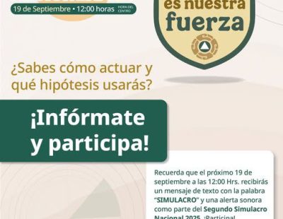 Tuxpan se prepara para el Segundo Simulacro Nacional de Protección Civil 2025, el 19 de septiembre a las 12:00 horas