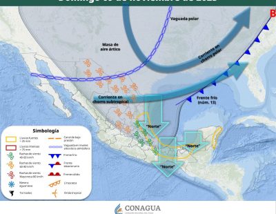 Tuxpan en “Alerta Gris” por ingreso del Frente Frío 13 y su masa de aire ártico, el próximo domingo 9 de noviembre