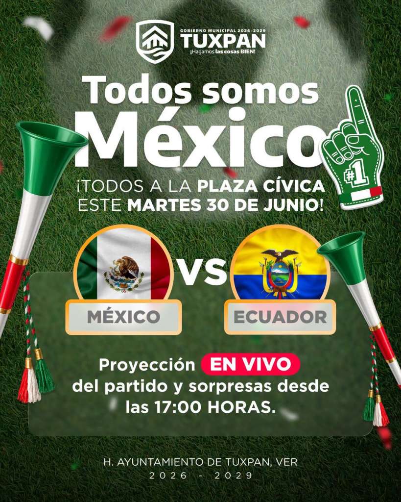 Transmisión del partido de México en Tuxpan Plaza Cívica